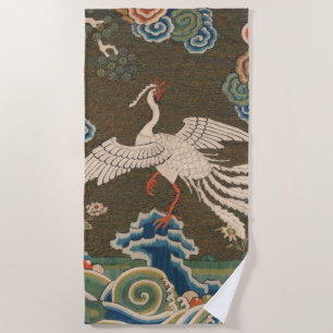 Antike chinesische weiße Vogel-Seidenstickerei-Dru Strandtuch