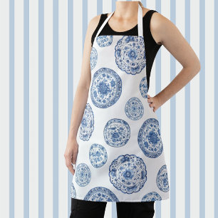 Antike Chinoiserie Blau Weiße Antike Teller Schürze
