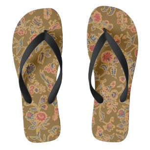 Antike Chinoiserie-Blumenbrokat 18. Jahrhundert  Flip Flops