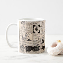 Antike Comic-Heft-Kleinanzeigen-Kaffeetasse