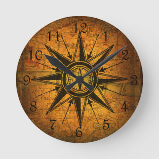 Antike Compass-Rose Runde Wanduhr