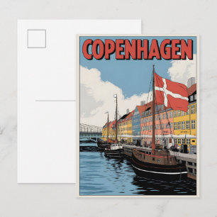 Antike Copenhagen Dänemark farbenfrohe Häuser Gesc Postkarte
