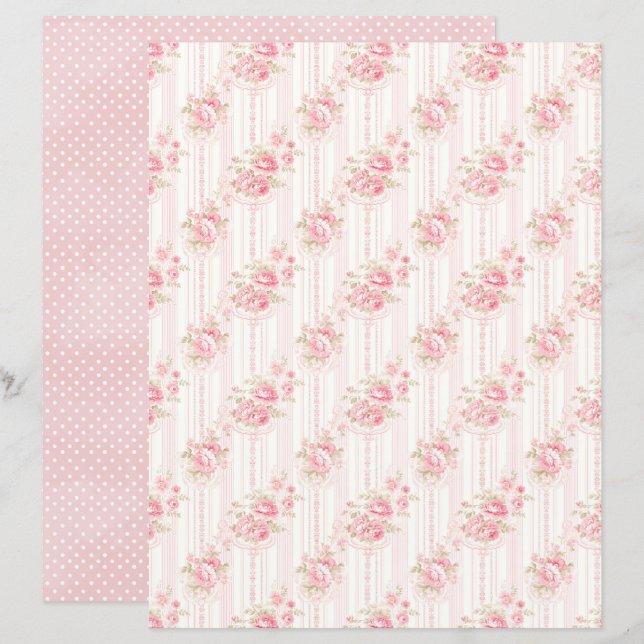 Antike Coquette Rose Blumen Scrapbook Papier (Vorne/Hinten)