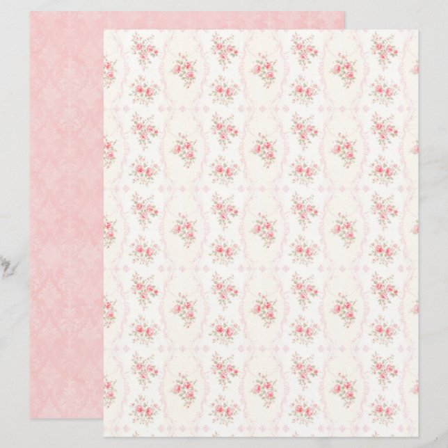 Antike Coquette Rose Blumen Scrapbook Papier (Vorne/Hinten)