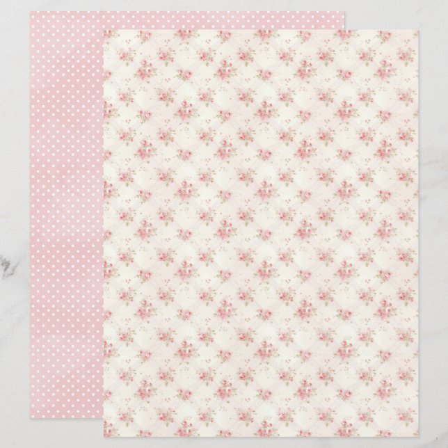 Antike Coquette Rose Florale Scrapbook Papier (Vorne/Hinten)