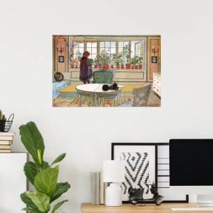 Antike Cottagecore Botanische Fensterblumen Poster