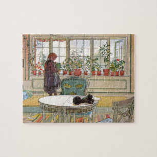 Antike Cottagecore Botanische Fensterblumen Puzzle