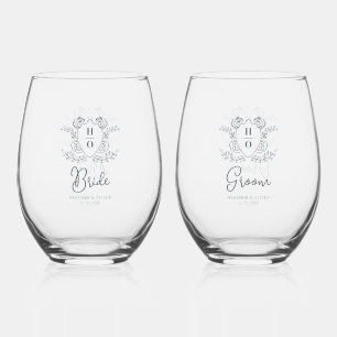 Antike Crest Floral Partners Hochzeit Weinglas Ohne Stiel
