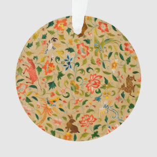 Antike Crewel-Tierstickerei: Alte Tapete Ornament