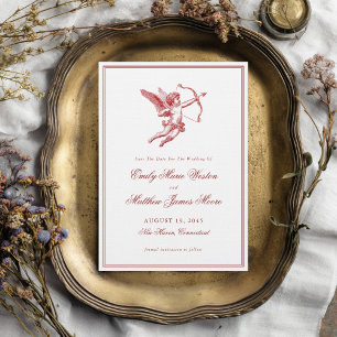 Antike Cupid Elegante Romantische Rote Hochzeit Save The Date