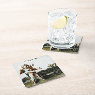 Antike Cupid-Liebe Vermisst Sie Otto Van Veen Rechteckiger Pappuntersetzer