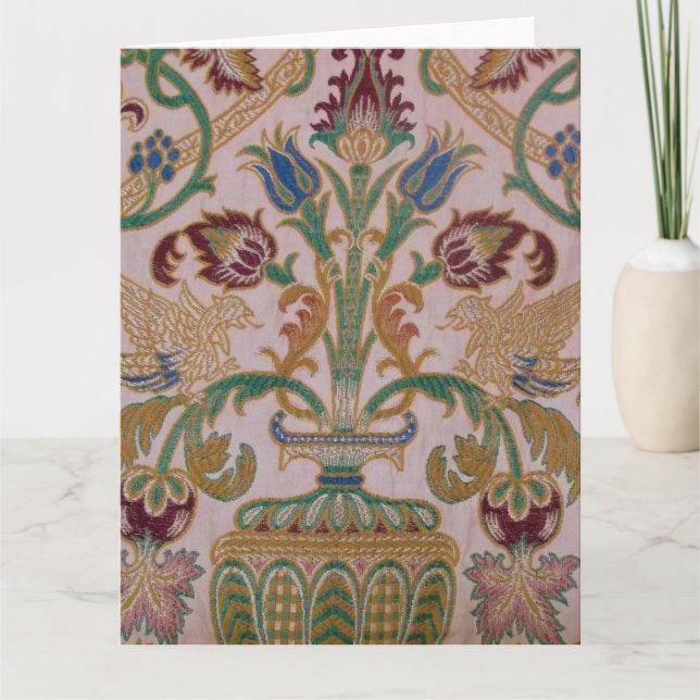 Antike Damaske Fabric groß Karte (Vorderseite)