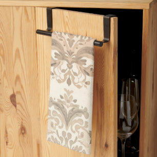 Antike Damast Elegante Beige Französische Farmhaus Geschirrtuch