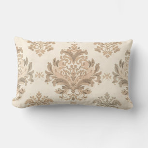 Antike Damast Elegante Beige Französische Farmhaus Lendenkissen