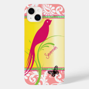 Antike Damast-Rosa Schwalbe Vogel Schmetterling Case-Mate iPhone Hülle