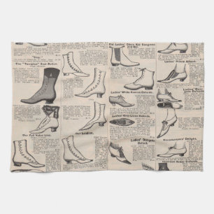 Antike Damenschuh-Katalogseite Vintage-Druck Geschirrtuch