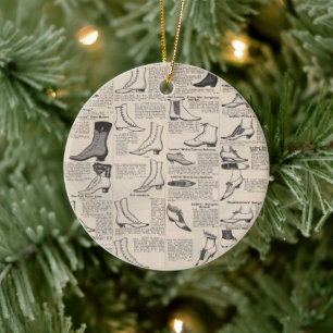 Antike Damenschuh-Katalogseite Vintage-Druck Keramik Ornament