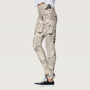 Antike Damenschuh-Katalogseite Vintage-Druck Leggings
