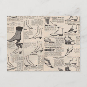 Antike Damenschuh-Katalogseite Vintage-Druck Postkarte