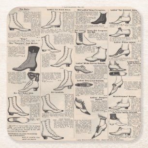Antike Damenschuh-Katalogseite Vintage-Druck Rechteckiger Pappuntersetzer