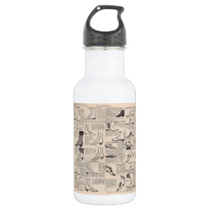 Antike Damenschuh-Katalogseite Vintage-Druck Trinkflasche