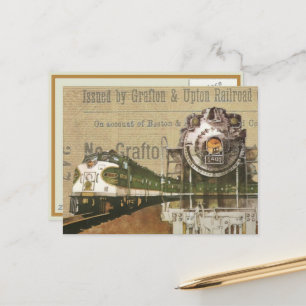 Antike Dampflokomotive Dampflok Steampunk Postkarte