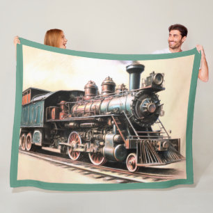 Antike Dampflokomotive Eisenbahnfan Fleecedecke