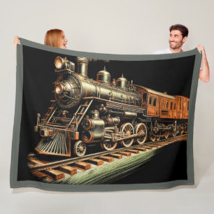 Antike Dampflokomotive Eisenbahnfan Fleecedecke