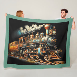 Antike Dampflokomotive Eisenbahnfan Fleecedecke