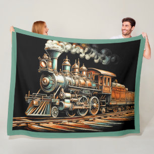 Antike Dampflokomotive Eisenbahnfan Fleecedecke