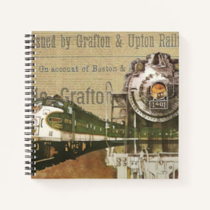Antike Dampflokomotive Zug Eisenbahn Notizbuch