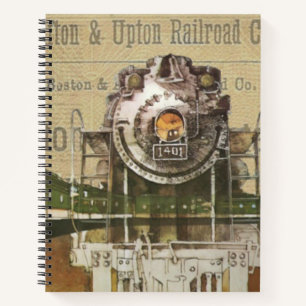 Antike Dampflokomotive Zug Eisenbahn Notizbuch