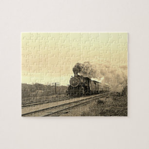 Antike Dampflokomotive Zug Eisenbahn Puzzle