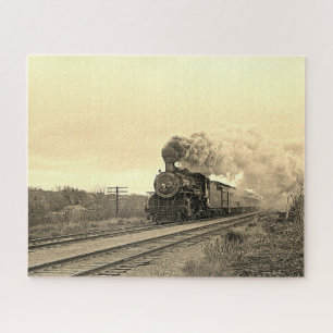 Antike Dampflokomotive Zug Eisenbahn Puzzle