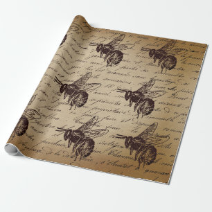 Antike Decoupage Honigbiene Geschenkpapier