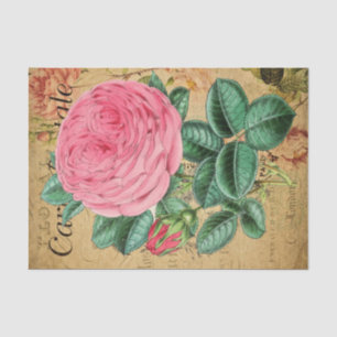 Antike Dekorative Kunst mit rosa Rosenblüten Dekou Seidenpapier