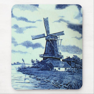 Antike Delfter Blaue Fliese - Windmühle Mousepad