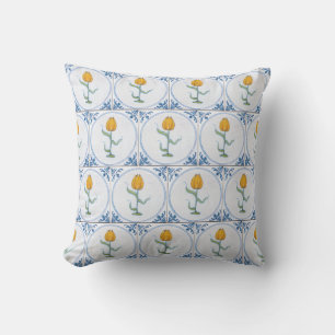 Antike Delfter Tulpen-Faux-Fliesen-Muster-Kissen Kissen