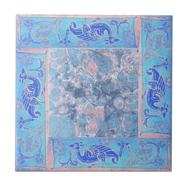 Antike Designs in Sky Blue Drittel von vier Fliese (Vorderseite)