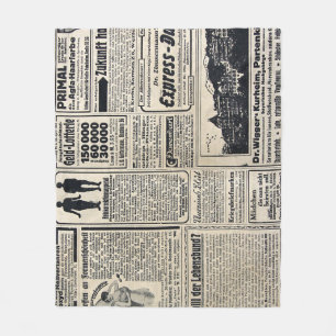 Antike deutsche Zeitungsanzeigen 1917 Fleecedecke