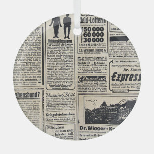 Antike deutsche Zeitungsanzeigen 1917 Ornament Aus Glas