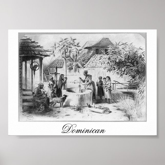 Antike Dominikanische Republik Malerei um 1871 Poster (Vorne)