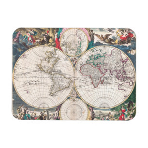 Antike Doppelt-Hemisphäre Weltkarte Magnet