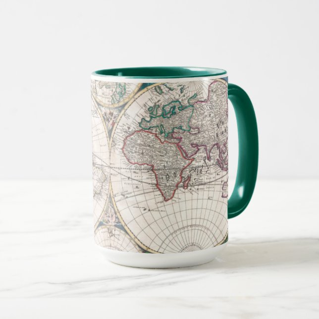 Antike Doppelt-Hemisphäre Weltkarte Tasse (VorderseiteRechts)
