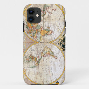 Antike doppelte Hemisphären-Weltkarte iPhone 11 Hülle