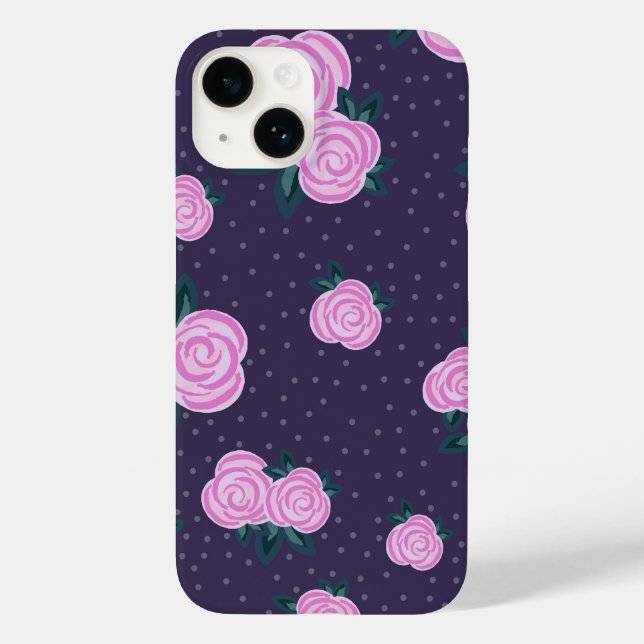 Antike dunkelviolette Blumenmuster Case-Mate iPhone Hülle (Rückseite)