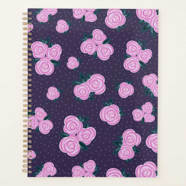 Antike dunkelviolette Blumenmuster Planer (Vorderseite)