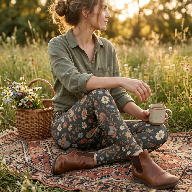 Antike dunkle Blumen Wildblume Leggings (Von Creator hochgeladen)