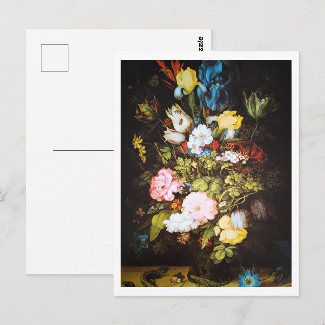 Antike dunkle Blumenmuster Postkarte (Vorne/Hinten)