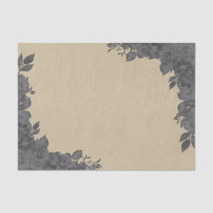 Antike Dunkle Schwarze Blumenrosen & Kraft Rustika Seidenpapier